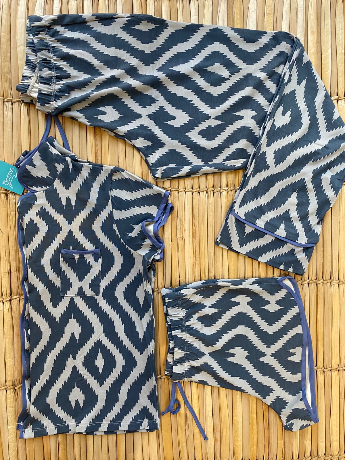 Pijama Estampa Geométrica Azul